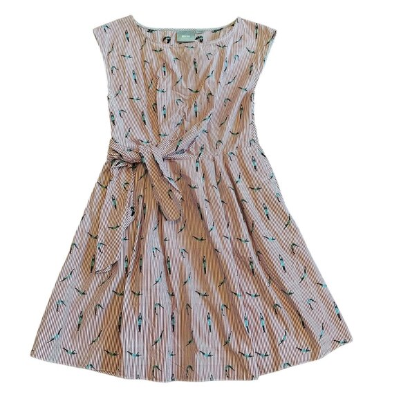 Maeve Anthropologie Red Stripe A-Line Dress Bathing Beauty Print Size 8 Women's - Picture 2 of 11